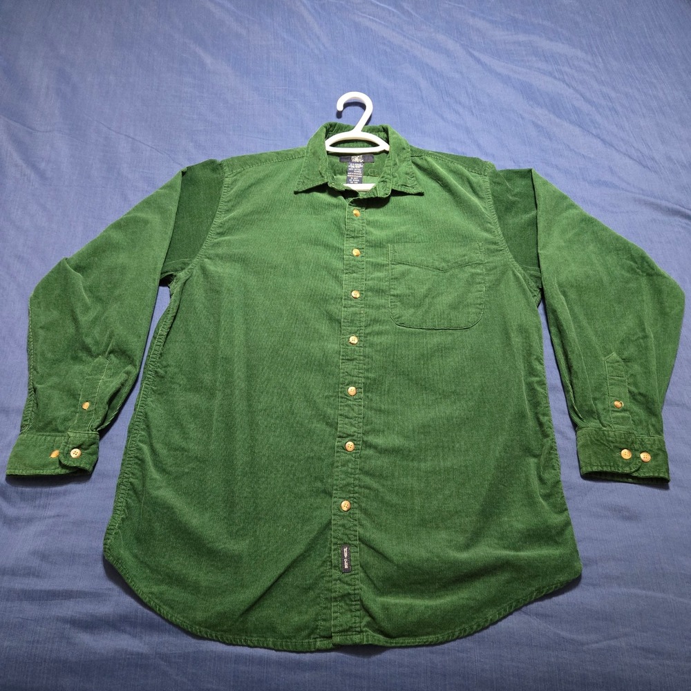 Hunt Club Corduroy Shirt Boys XL 18/20 Green Excellent Long Sleeve Button Down